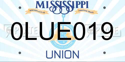 0LUE019 Mississippi License Plate