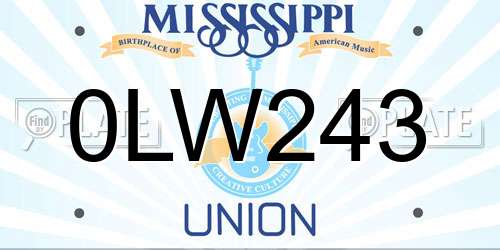 0LW243 Mississippi License Plate