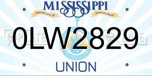 0LW2829 Mississippi License Plate