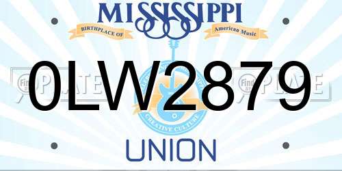 0LW2879 Mississippi License Plate
