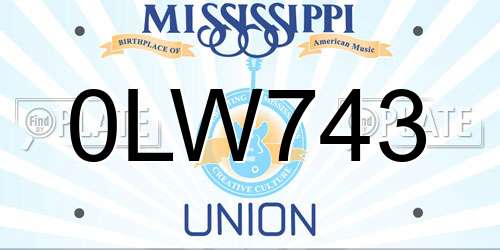 0LW743 Mississippi License Plate