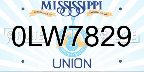 0LW7829 Mississippi License Plate