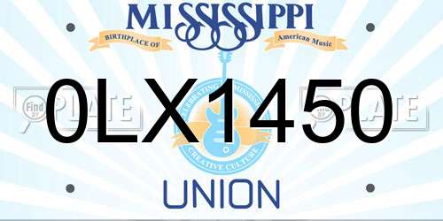 0LX1450 Mississippi License Plate