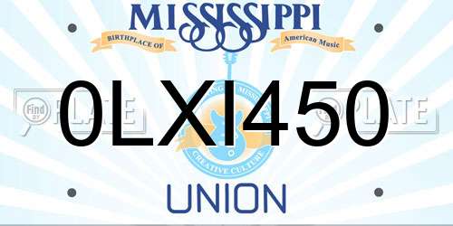 0LXI450 Mississippi License Plate