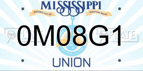 0M08G1 Mississippi License Plate