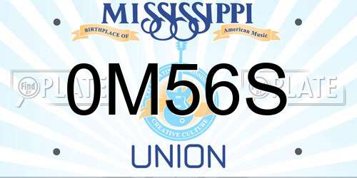 0M56S Mississippi License Plate