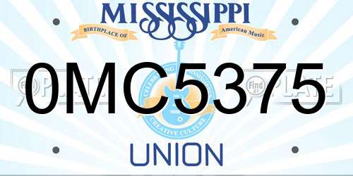0MC5375 Mississippi License Plate