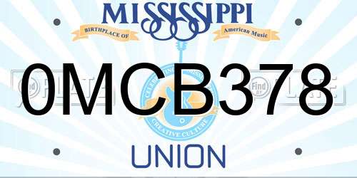 0MCB378 Mississippi License Plate