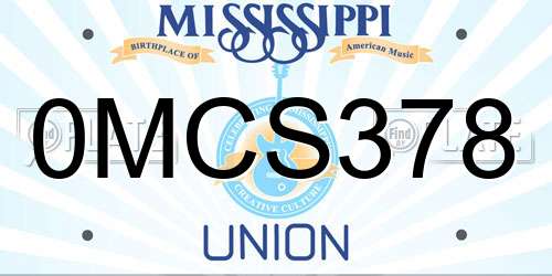 0MCS378 Mississippi License Plate