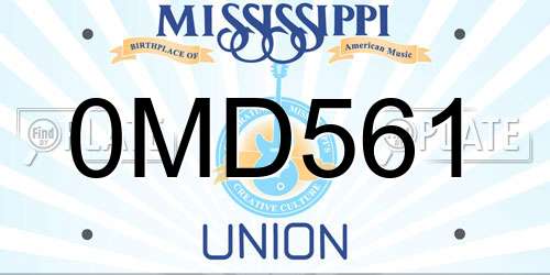 0MD561 Mississippi License Plate