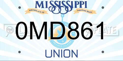 0MD861 Mississippi License Plate