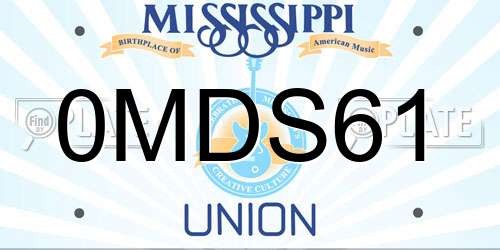 0MDS61 Mississippi License Plate