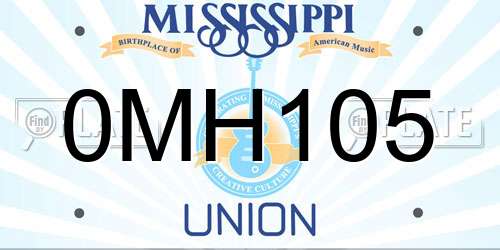 0MH105 Mississippi License Plate
