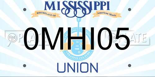 0MHI05 Mississippi License Plate