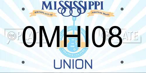 0MHI08 Mississippi License Plate