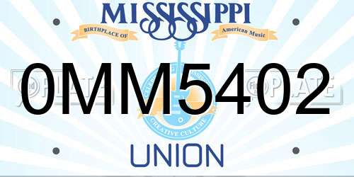 0MM5402 Mississippi License Plate