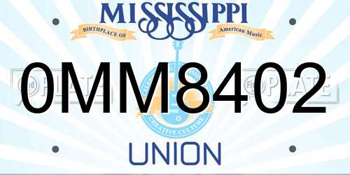 0MM8402 Mississippi License Plate