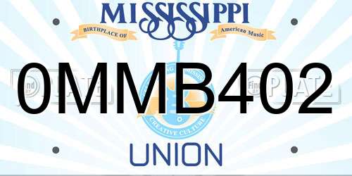 0MMB402 Mississippi License Plate