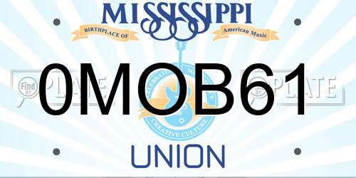 0MOB61 Mississippi License Plate