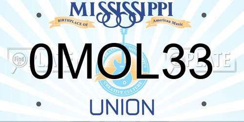 0MOL33 Mississippi License Plate