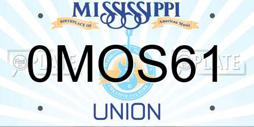 0MOS61 Mississippi License Plate