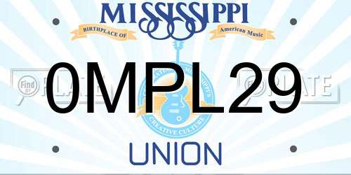 0MPL29 Mississippi License Plate