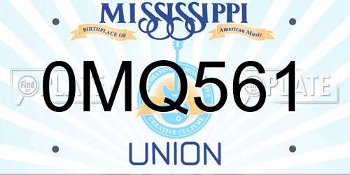 0MQ561 Mississippi License Plate
