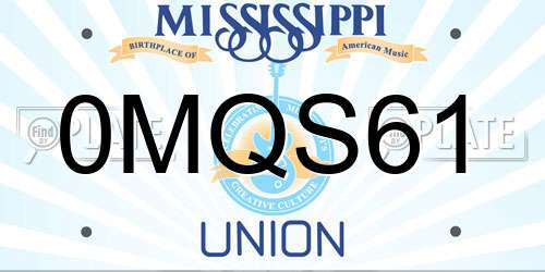 0MQS61 Mississippi License Plate