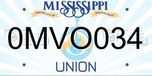 0MVO034 Mississippi License Plate