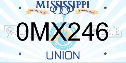 0MX246 Mississippi License Plate