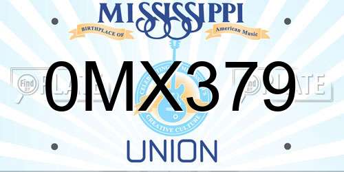 0MX379 Mississippi License Plate