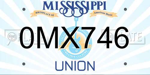 0MX746 Mississippi License Plate