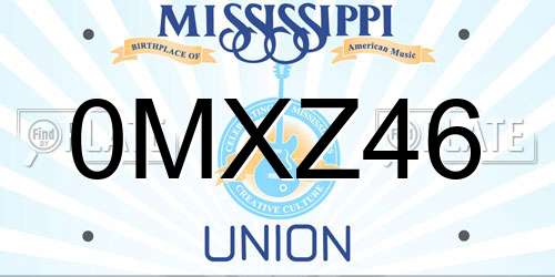 0MXZ46 Mississippi License Plate