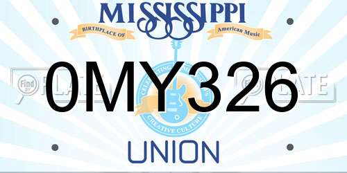 0MY326 Mississippi License Plate