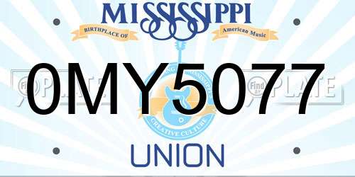 0MY5077 Mississippi License Plate