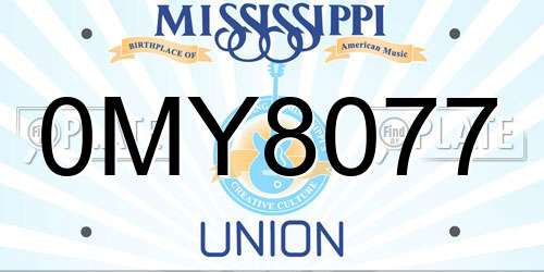 0MY8077 Mississippi License Plate