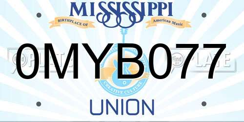 0MYB077 Mississippi License Plate