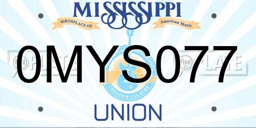 0MYS077 Mississippi License Plate