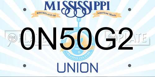 0N50G2 Mississippi License Plate