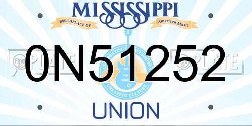 0N51252 Mississippi License Plate
