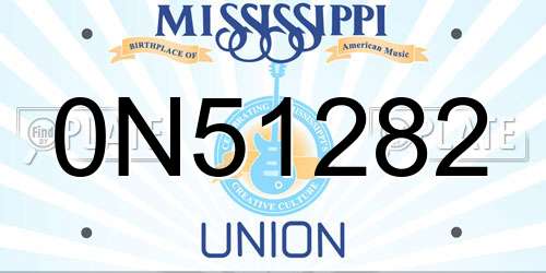 0N51282 Mississippi License Plate