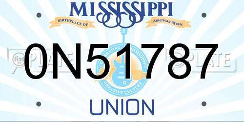 0N51787 Mississippi License Plate
