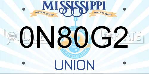 0N80G2 Mississippi License Plate