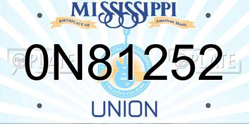 0N81252 Mississippi License Plate