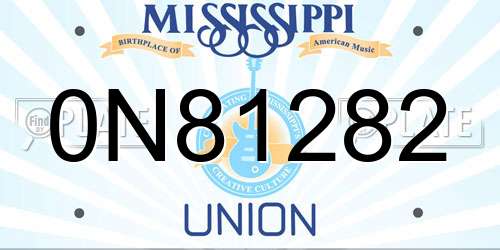 0N81282 Mississippi License Plate