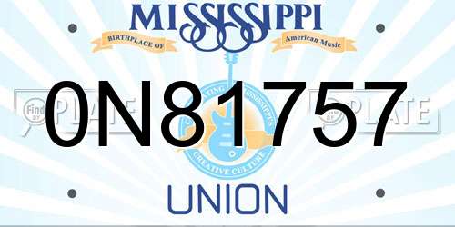 0N81757 Mississippi License Plate