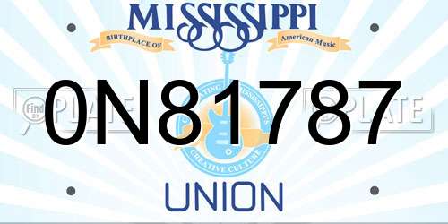 0N81787 Mississippi License Plate
