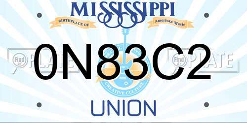 0N83C2 Mississippi License Plate
