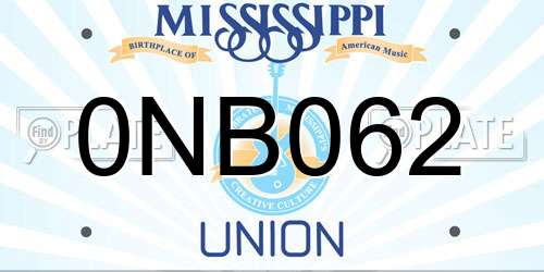 0NB062 Mississippi License Plate