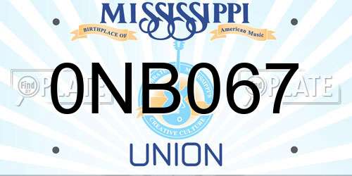 0NB067 Mississippi License Plate